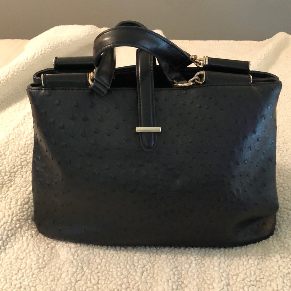 New condition Ostrich style black satchel purse